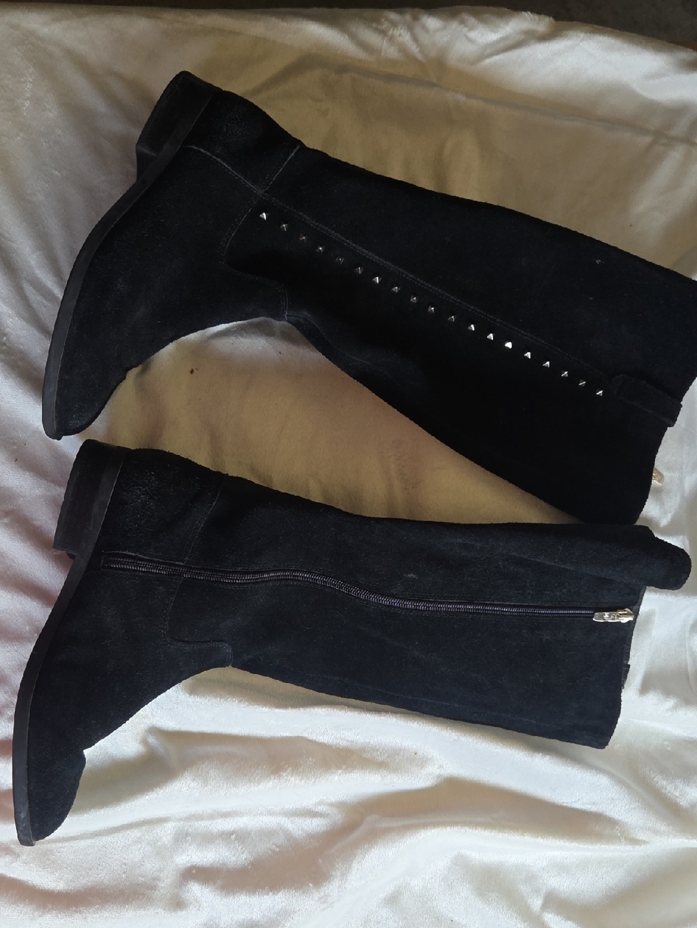 Marc Fisher Black Over-the-Knee Suede Boots with Side Stud Detail
